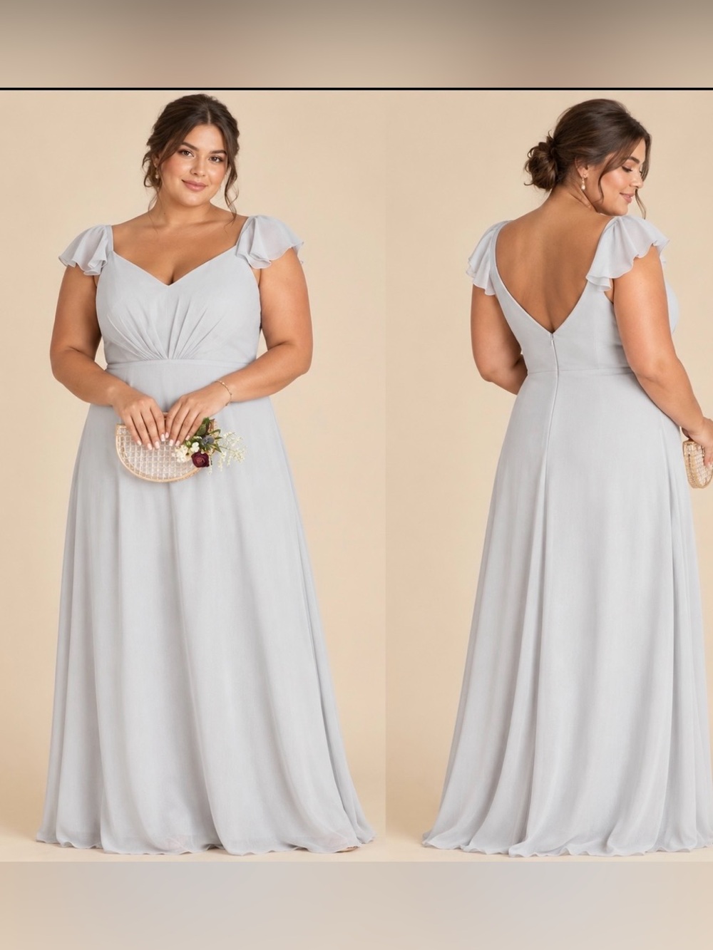 Birdy Grey KAE DRESS CHIFFON 3XL  NEW NWT BRIDESMAID WEDDING Dove Grey